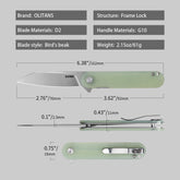 Rocket Wharncliffe Flipper Knife (2.76"-D2 Blade-G10)-G067